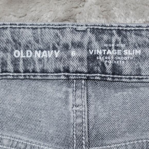 Old Navy Vintage Slim Gray High Rise Straight Leg Jeans Womens Size 6 NWT - Picture 4 of 16